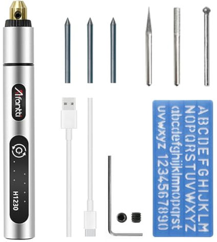 Mini Akku Gravurstift Graviergerät Kabelloser Gravurwerkzeugsatz Wiederaufladbares Klein Graviergerät Gravierer Ätzen Ätzer mit | Wolframkarbidspitze | für Gravieren Metall Glas Leder Holz Kunststoff
