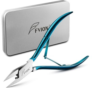 FVION Pince Coupe Ongles - Coupe-Ongles Lame Droite pour Ongles Incarnés et Épais, Pince a Ongle à Mâchoires Larges Ouvertes, Ciseaux Ongles Pieds pour Adultes en Acier Inoxydable (Bleu)