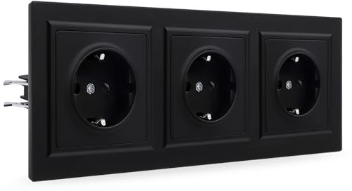 JIMEIDA Steckdose Schwarz Matt Unterputz Glattes Hautgefühl mit Steckklemme Wandsteckdose 226 * 84mm,250V(Kann nicht vertikal installiert werden)