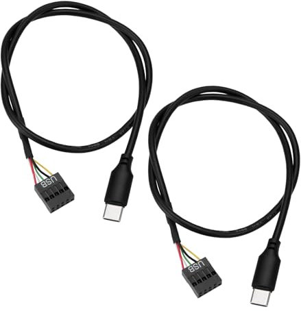 ECSiNG Lot de 2pcs Câbles USB 9 Broches vers Mini Type-C pour Carte Mère Câble de Données Droit à Double Blindage pour Châssis Carte Mère Carte Graphique 50cm