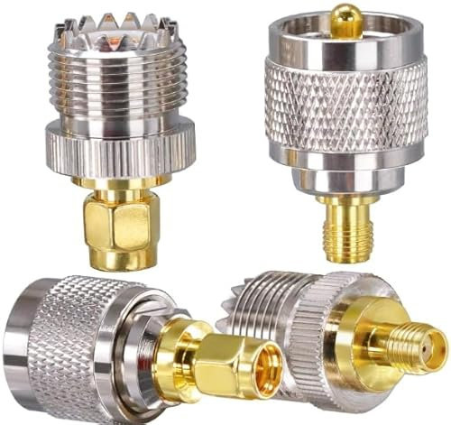 HiAoey 4Pcs SMA to UHF FR Coaxial Connector Kit SMA to PL259 SO239 UHF VHF Crimp Coax Adapter for CB Radio/Handheld Ham Radio Antenna/Walkie Talkie/Amateur Radio
