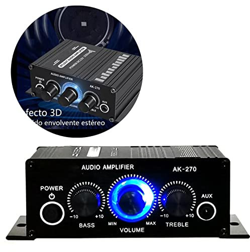 Mini Amplificador Sonido Limpio Potente Amplificador Estéreo Pequeño Portátil 2 Canales para el Hogar del Coche 12V