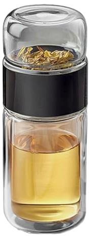 Infusifie Infusifie Infusor de té 280/350/420 ml Botella de té de vidrio de doble capa Aislante Taza de té y separación de agua Botella de té Termo Taza de té portátil de viaje con filtro de acero