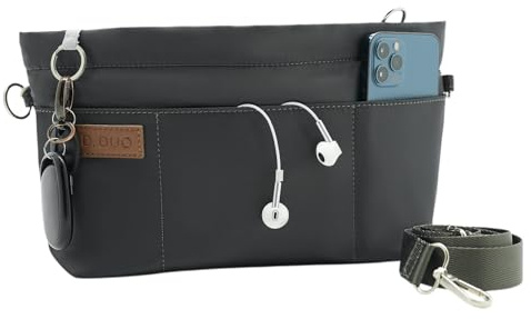 D.DUO Taschen-Organizer-Einsatz, Umhängetasche, Tote-Organizer-Einsatz mit verstellbarem Taschengurt, wasserdichte Nylon-Geldbörsen-Einsätze (Dunkelgrau, L)