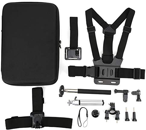 Bognajin Kit d'accessoires pour caméra d'action Portable 7 en 1, Comprenant Une Ceinture pectorale, Une Perche à Selfie, Un Support de vélo pour Les activités Sportives, léger et Universel