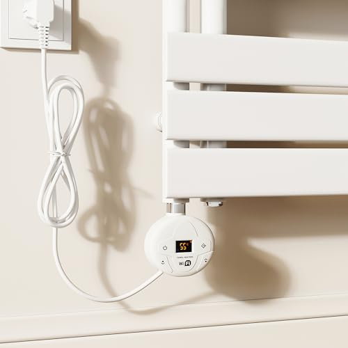 SUNXURY Heizstab mit Thermostat für Badheizkörper WiFi Programmierbare Elektroheizstab mit Temperaturregelung und Timerfunktion für Heizkörper Handtuchheizkörper Handtuchwärmer 600W
