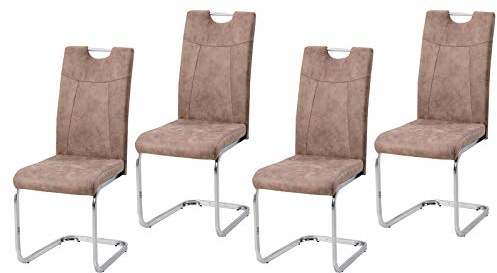 HTI living Esszimmerstuhl KellyC 4er-Set Braun Schwingstuhl Freischwinger