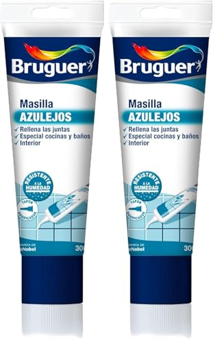 Bruguer Masilla Azulejos, Blanco, 300 Gramos (Paquete de 2)