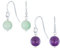 Set di due semplici orecchini pendenti rotondi con gancio a pesce francese in filo d'argento sterling .925 con pietre preziose di amazzonite verde e ametista viola chiaro per donna.