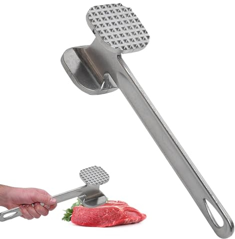 Meat Tenderiser, Versatile Premium Meat Hammer Tenderizer Mallet Stainless Steel Material Double Sided Heavy Duty Teeth Mallet, for Steak Chicken Poultry Beef BBQ Cooking Enthusiasts