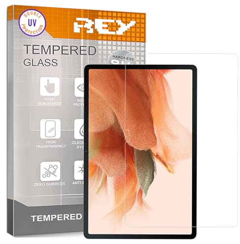 REY Protector de Pantalla para Tablet Samsung Galaxy Tab S7 FE 5G - WiFi (12,4), Cristal con Doble Protección UV, Vidrio Templado Premium 9H+