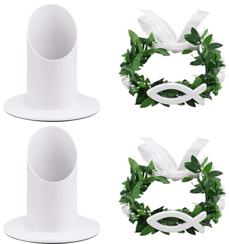 XineYuor 2PCS Kerzenständer Kommunionkerze mit Tropfschutz Kommunionkerze für Kommunion Taufe Deko Kerzenhalter Stumpenkerzen Metall für Taufkerze Taufkerzenständer Taufkerzenhalter Stabkerze Kerzen