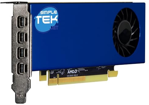 SIMPLETEK - 4GB GDDR5 Professional Workstation Graphics Card, 4 Mini DisplayPort Outputs, Small Profile Design, PCIe Interface