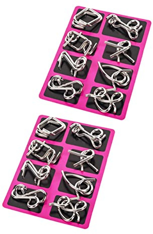 PartyKindom 2 Sätze Draht Iq Puzzle Interlock Entwirrungs Ringrätsel für Tragbares Gehirntraining Konzentrationsfördernd Geschicklichkeitsspiel und Partyspaß