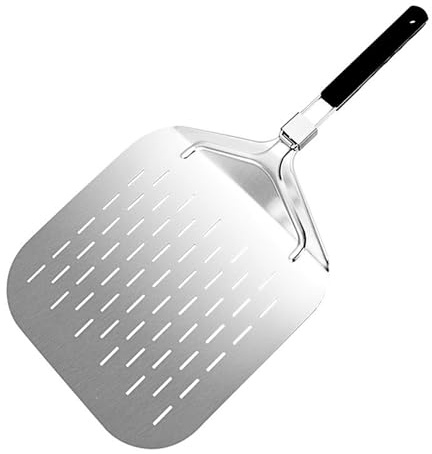 Dakexiong Pala per Pizza Corta, Professionale 63,5 x 32cm, Supporto di una Grande Superficie, con Manico Forata Pieghevole per Forno,outdoor pizza oven accessories and indoor baking use