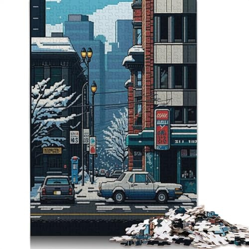 1000 Teile Sapporo Pixel Art für Erwachsene, schwierige Puzzles, Holzpuzzles, Puzzles für Erwachsene, 1000 Teile (75 x 50 cm)