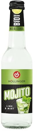 Höllinger Mojito Analcolico Bio, Bevanda al Lime e Menta, Bottiglia di Vetro 330ml, Cocktail Analcolico Premium, Senza Alcool, Biologico Certificato