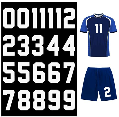 Ktxaby 22 pezzi bianchi termoadesivi termoadesivi per numeri di maglia (confezione da 0 – 9), 20,3 cm, stile Varsity, numeri di squadra, adesivi per calcio, sport, magliette uniformi