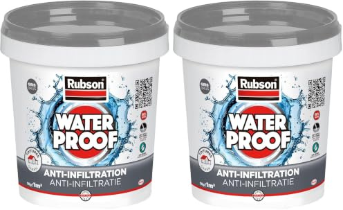 Rubson revêtement Waterproof Anti fuite Gris 1kg pour réparation et étanchéité, protecteur de toiture à base de silicone (Lot de 2)
