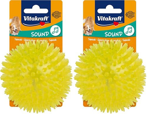Vitakraft Igelball, Spielzeug für Hunde, Robustes Hundespielzeug, mit Quietscher, aus thermoplastischem Gummi, fördert die Zahnfleischdurchblutung (1 Stück) (Packung mit 2)