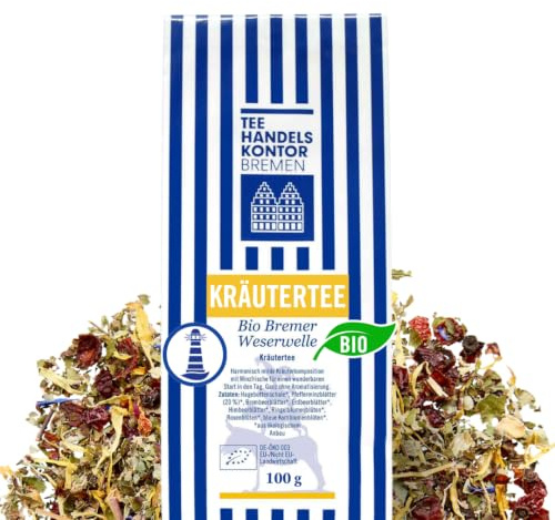 Hochwertiger Bio Kräutertee lose Bremer Weserwelle 100 g Minze mild | Harmonisch milde Kräuterkomposition, Mit 20% Pfefferminze, Aus ökologischem Anbau, Ganz ohne Aromatisierung