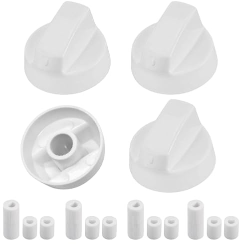HAPPOW 4 Pcs Cooker Knobs White, Replacement Oven Knobs, Cooker & Hob 42 mm Universal Multifit Cooker Control Knob, Heat-Resistant, Easy-Install