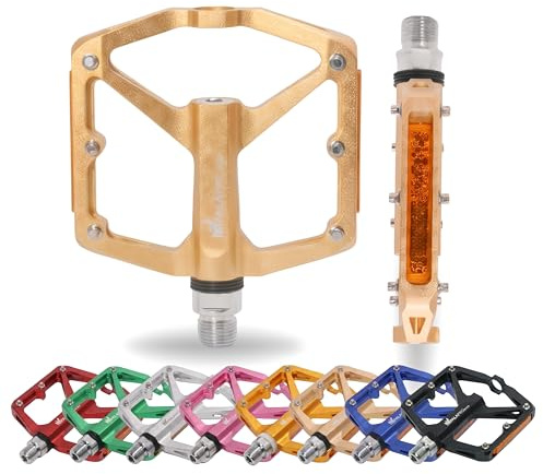 IMPALAPRO Alu Plattform Pedale Fahrrad CNC mit Reflektor 298g | Pedalen Fahrrad mit Reflektor Mittelplattform 100x95mm 12 Edelstahl-Pins Wechselbar/Rutschfest, Cr-Mo Achse – MTB, Stadt, BMX