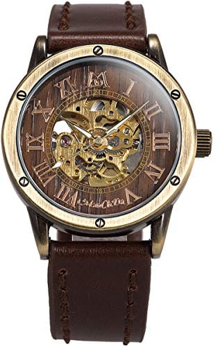 ManChDa Montre pour Homme,Noir Classique d'affaires À Automatique Analogique Montres Hommes Marque De Luxe Casual De Mode Montre-Bracelet Sport Étanche en Cuir Montre (1.Marron)