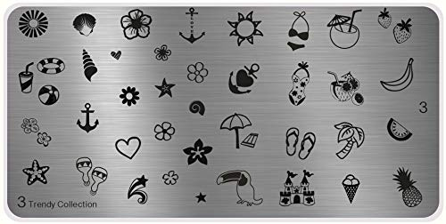 MoYou's XL Trendy 3 Stamping Schablone, Nail Art Stampling - Nagel Lack Stempel, Sommer Entwürfe Maniküre