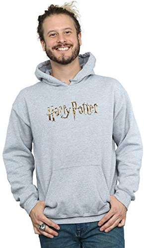 Harry Potter Men's Full Colour Logo Hoodie Sport Grey Medium