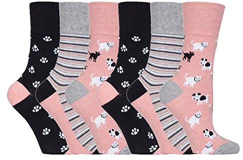 Gentle Grip NEW: 6 Pairs Ladies No Elastic Socks 4-8 uk, 37-42 eur (4-8 uk, 37-42 eur, GG169)