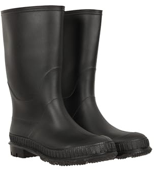 Mountain Warehouse Kids Flat Wellies - Rubber Boots with Durable Sole, PVC Rain Boots, Soft Fabric Lining - for School, Hiking and Outdoor, Black , 36 EU