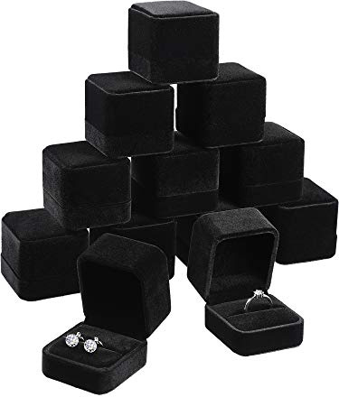 Zhanmai 12 Pcs Velvet Ring Boxes Bulk, Jewelry Gift Cases,Black