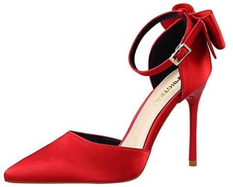 Damen High Heel 10 cm Knöchelriemen Stiletto Closed Toe Kleid Sandalen Pumps für Party Wedding Night Club