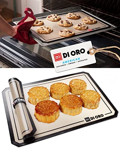 DI ORO® Antihaft-Silikon Backmatten - 250°C hitzebeständige Silikon – Spülmaschinenfest & leicht zu reinigen - BPA-frei und LFGB-Zertifiziert – Profi Backunterlagen & Backfolien (42 x 30cm)