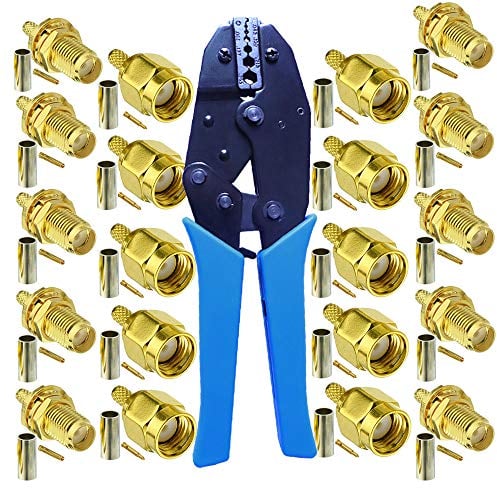 Kagni 10 connettori SMA maschio a femmina e strumento di crimpatura coassiale per cavo di prolunga antenna wifi RG174 RG316
