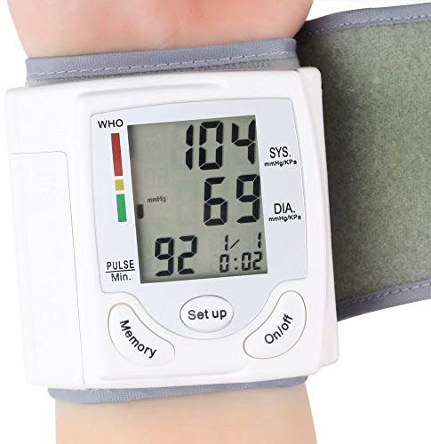 ZHHID Blood Pressure Monitor - Wrist Electronic sphygmomanometer - Battery Powered - Large LCD Display - Suitable for Home and on The Go