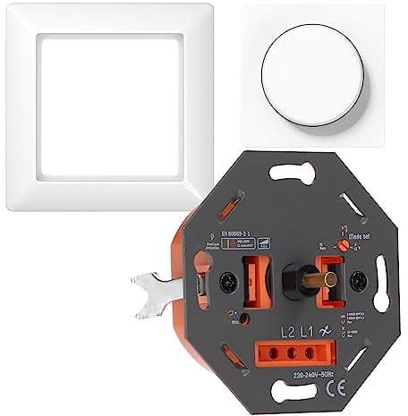LED-Dimmer Universaldimmer 3-250W als Komplettset mit Jung AS 500 alpinweiß Phasenanschnitt und Phasenabschnitt