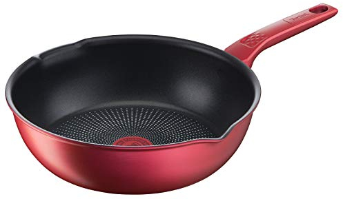 Tefal Daily Chef Poêle profonde Rouge, 26 cm, Durable, Résistante, Facile à nettoyer, Revêtement antiadhésif, Thermo-Signal, Cuisine saine, Becs verseurs, Fabriquée en France, Induction G2737702