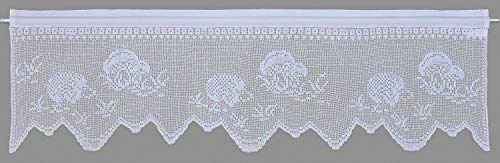 Hossner Panneaux Scheibengardine Tunnelzug Stoff+ Spitze weiß Landhaus Stil, Panneaux:35 x 120 cm