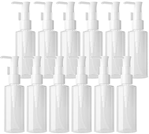 TIANZD 12 Pièces Ovales Transparent Flacon Vide Pet 50ml Pompe Cosmétique Bouteilles Vides Pompe Doseuse avec Clip pour Cosmétique Une Utilisation Savon Lotion Gel Huile Essentielle