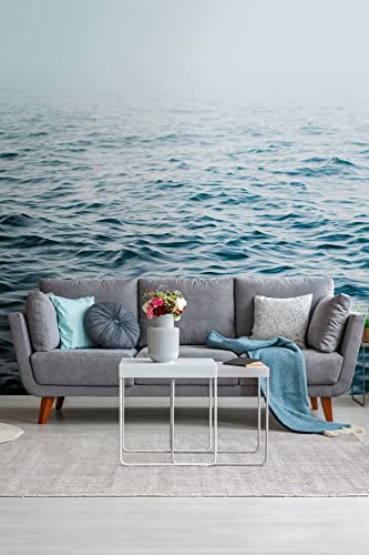 Livingwalls Fototapete Nordsee Wasser Wellen Meer Blau Weiß 382581 The Wall 3,71 m x 2,80 m Wohnzimmer Schlafzimmer Büro