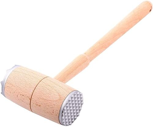 Meat Tenderiser Wooden Hammer Heavy Duty Double-Sided Mallet Kitchen Tool and Chicken Pounder Comfortable Grip for Tenderise Meat, Beaf, Chicken & Fish