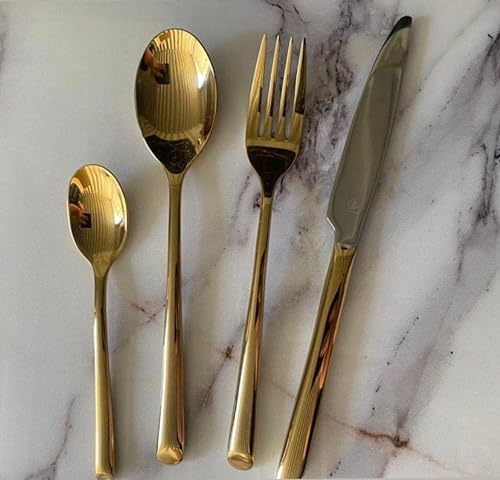 LAGUIOLE - LAGUIOLE, 40269020, Ménagère de 16 pièces, Couverts de table, Couteau, Fourchette, Cuillère, Ensemble de coutellerie, Art de la table, Fêtes, Couverts de Luxe, Jaune, Acier inoxydable
