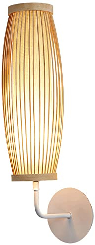 PAZWAHF Bambus-Stoff-Wandlampe im japanischen Stil für Hotel, Nachttisch, Restaurant, Wohnzimmer, Badezimmer, Schlafzimmer und Flur-Wandleuchte (E27)