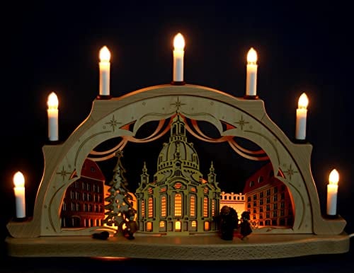 Zeidler Exclusiver Schwibbogen Frauenkirche Dresden 52cm, innenbeleuchtet - Handwerkskunst aus dem Erzgebirge