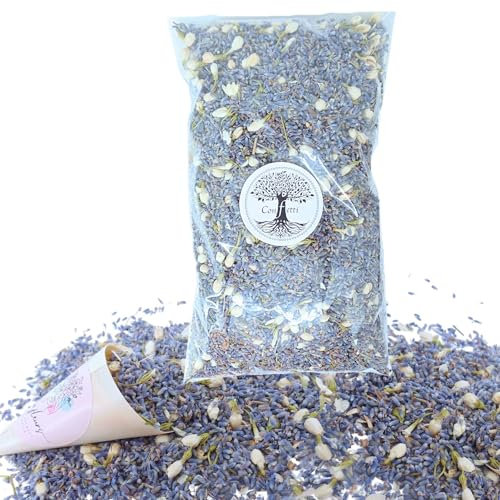 1 litre de Confettis de Mariage fleurs séchées naturels Biodégradables Lavande bleue Jasmin Décoration de Fêtes, de table Bohème Champêtre Confettis à lancer Artisanat Français (Provence)