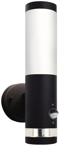 max K O M F O R T Aussenwandleuchte Aussenleuchte mit Bewegungsmelder und LED-Ring E27 Wandleuchte Wandlampe Schwarz 232A21-BK