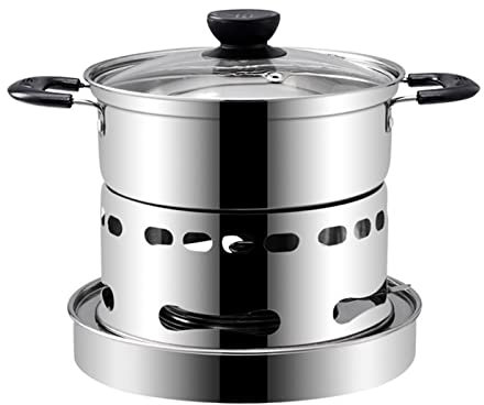 Indoor Spirituskocher, Campingkocher, Kein Elektrisches Kochen, Spirituskocher Mit Pfanne, Edelstahl, Campingkocher, Campingkocher, Teelichter, Indoor Teelichtofen (18cm)