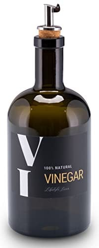 Lifestyle Lover Öl und Essig Set Apothekerflasche Glas antikgrün Olivenöl mit Ausgießer aus Edelstahl für Öl & Essig (Vinegar 500ml)